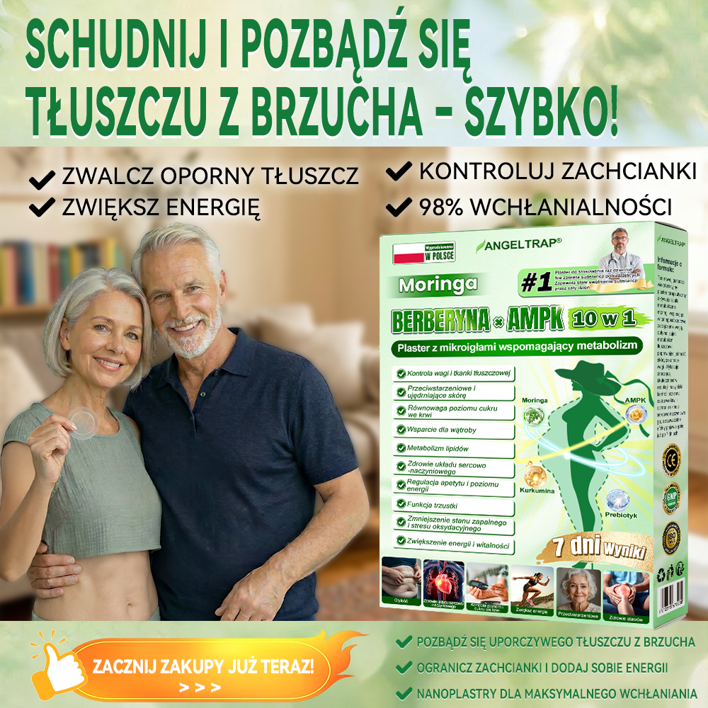 🍀🍀𝑨𝑵𝑮𝑬𝑳𝑻𝑹𝑨𝑷® Moringa × Berberyna × AMPK 10-w-1 Wsparcie metaboliczne, plaster z nanotechnologią mikroigłową 🇵🇱(Wystarczy raz dziennie, widoczne efekty w 7 dni) ✅ Na otyłość, wiotką skórę, cukrzycę, bezdech senny, problemy ze stawami i wiele innych