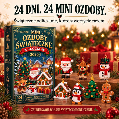 🎄🎄Healrize® Kalendarz adwentowy z 24 mini ozdobami świątecznymi z klocków