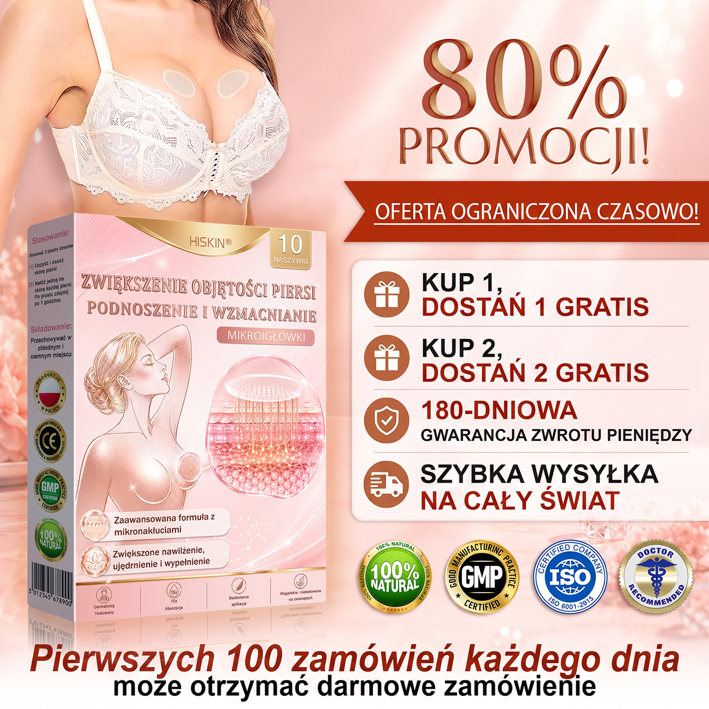 🌟 HISKIN® Mikroigłowe plastry na piersi wspierające efekt pełniejszego wyglądu, liftingu i ujędrnienia（副本）