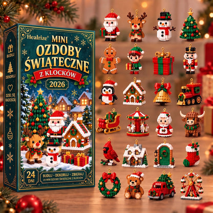 🎄🎄Healrize® Kalendarz adwentowy z 24 mini ozdobami świątecznymi z klocków