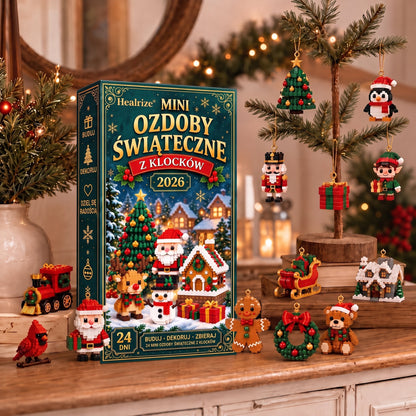 🎄🎄Healrize® Kalendarz adwentowy z 24 mini ozdobami świątecznymi z klocków