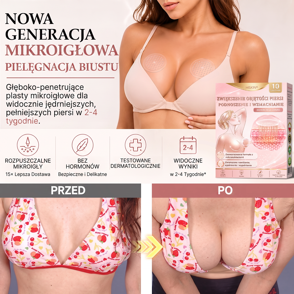 🌟 HISKIN® Mikroigłowe plastry na piersi wspierające efekt pełniejszego wyglądu, liftingu i ujędrnienia（副本）