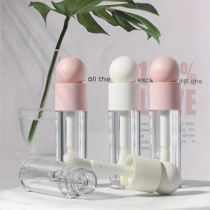 1pc 5ml Lip Gloss Tube Matte Pink Clear Thick Rod Large Brush Head Bottle Makeup Mud Packaging Empty Cosmetic Material Wholesale