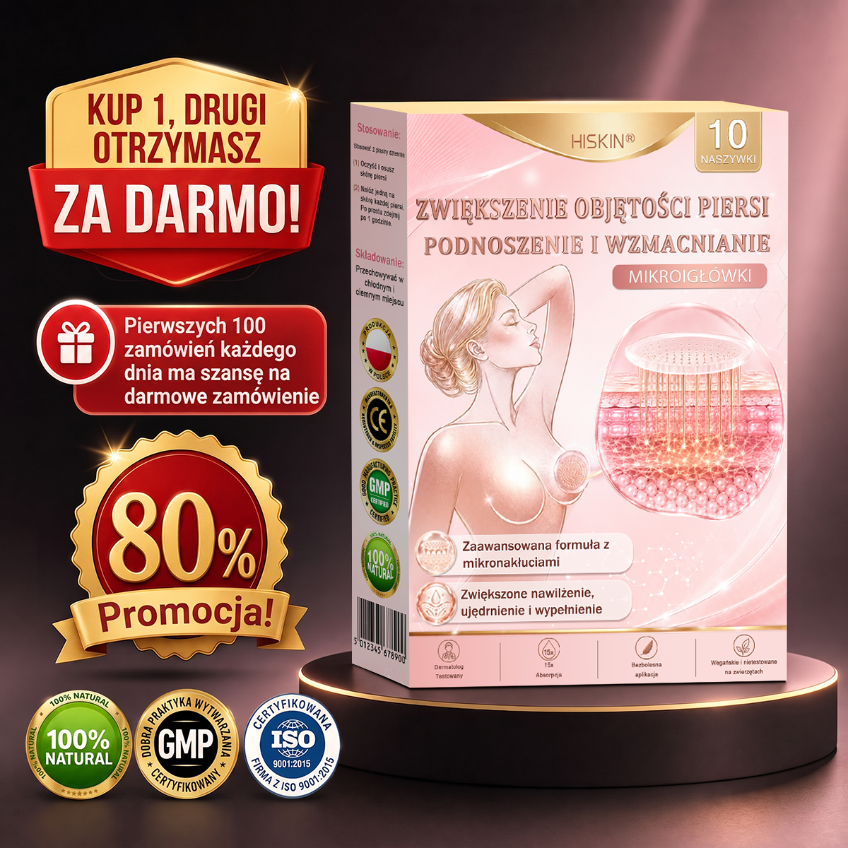 🌟 HISKIN® Mikroigłowe plastry na piersi wspierające efekt pełniejszego wyglądu, liftingu i ujędrnienia（副本）
