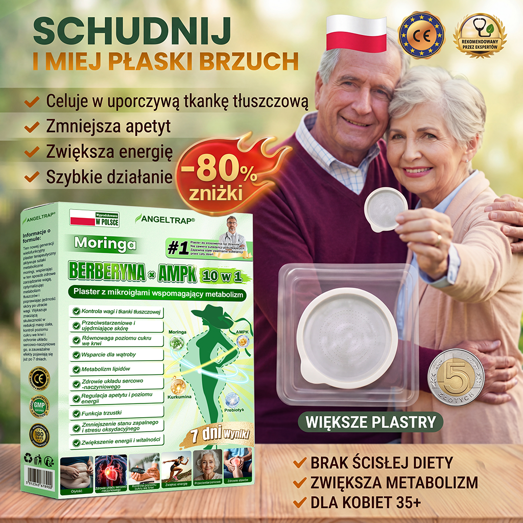 🍀🍀𝑨𝑵𝑮𝑬𝑳𝑻𝑹𝑨𝑷® Moringa × Berberyna × AMPK 10-w-1 Wsparcie metaboliczne, plaster z nanotechnologią mikroigłową 🇵🇱(Wystarczy raz dziennie, widoczne efekty w 7 dni) ✅ Na otyłość, wiotką skórę, cukrzycę, bezdech senny, problemy ze stawami i wiele innych