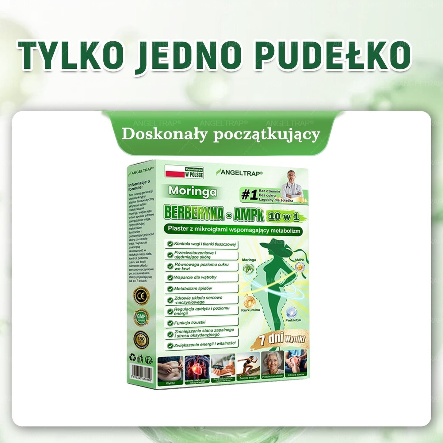 🍀🍀𝑨𝑵𝑮𝑬𝑳𝑻𝑹𝑨𝑷® Moringa × Berberyna × AMPK 10-w-1 Wsparcie metaboliczne, plaster z nanotechnologią mikroigłową 🇵🇱(Wystarczy raz dziennie, widoczne efekty w 7 dni) ✅ Na otyłość, wiotką skórę, cukrzycę, bezdech senny, problemy ze stawami i wiele innych